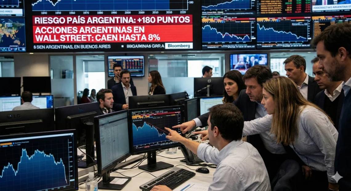 Mercados en rojo: subió el riesgo país y las acciones argentinas cayeron hasta 8%