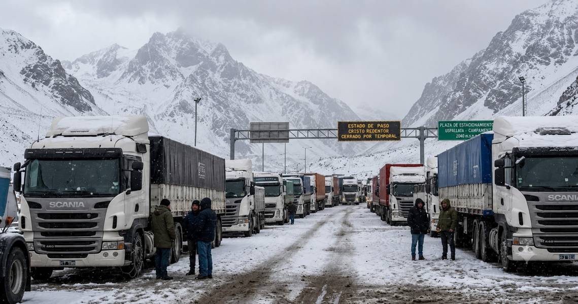 Las intensas nevadas mantienen cerrados los principales pasos fronterizos con Chile