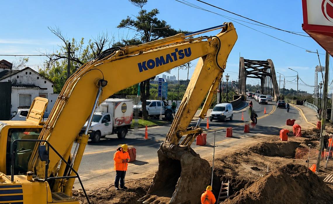 Las obras del nuevo puente ya avanzan sobre 7 de Marzo y generan nuevas restricciones al tránsito