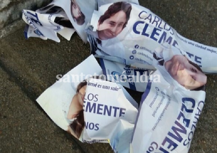 Destruyeron cartelería partidaria de Clemente