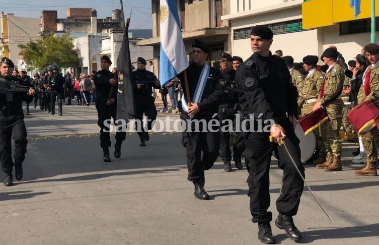 La Policía, partícipe del desfile de este miércoles.
