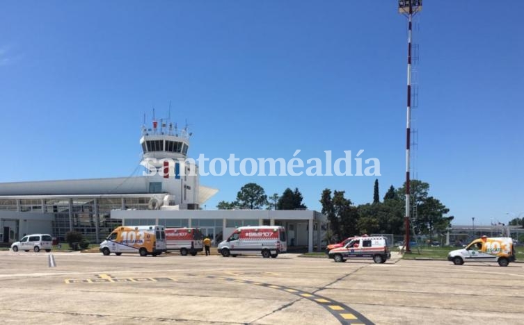 Se realizó un simulacro de accidentes en el Aeropuerto de Sauce Viejo