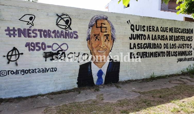 Vandalizaron un mural homenaje a Néstor Kirchner