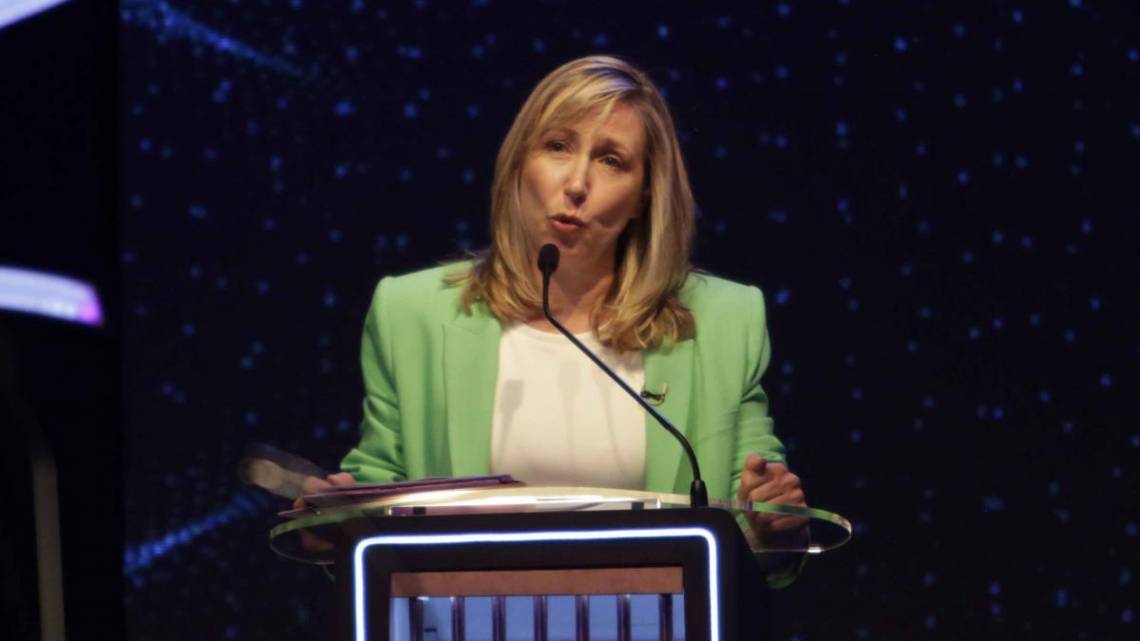 Myriam Bregman durante el debate. (Foto: Télam)