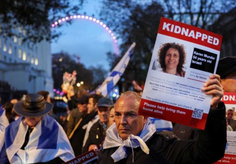 Manifestación en Londres por los rehenes de Hamás.