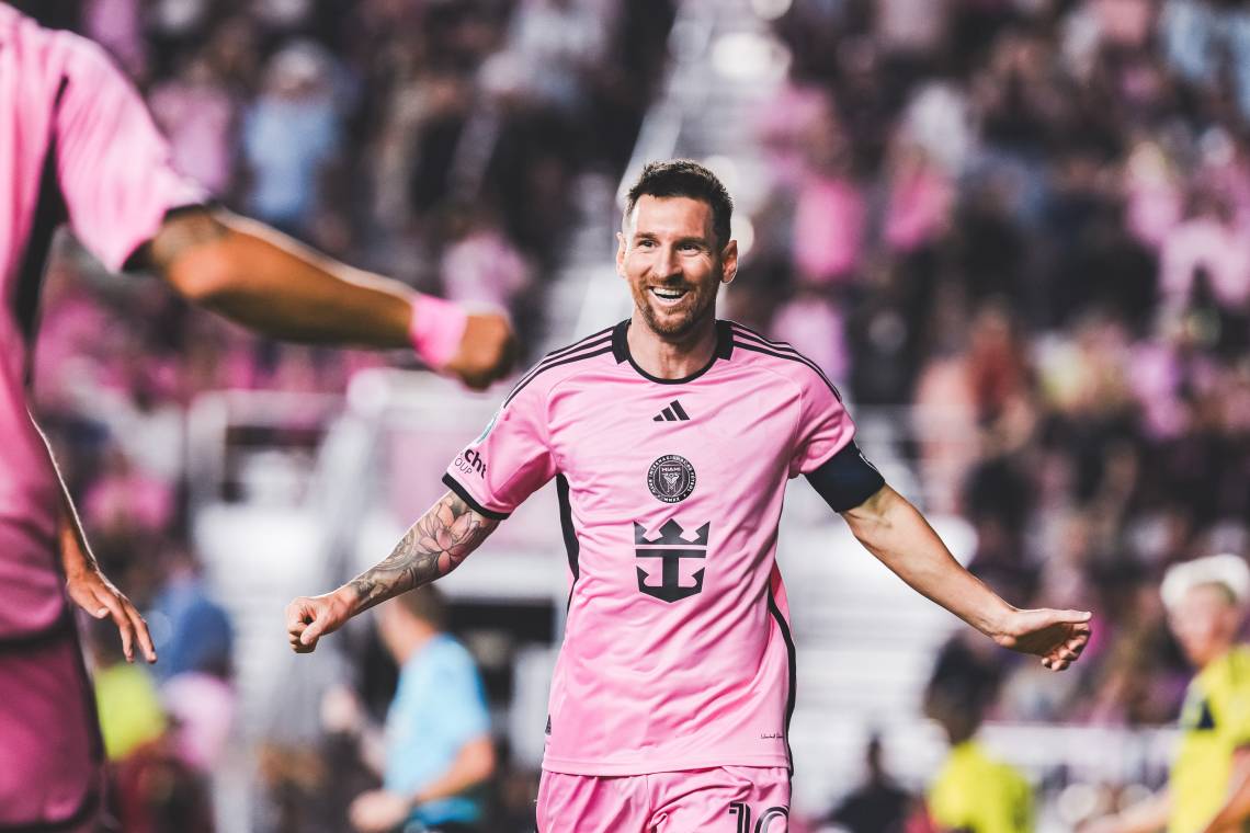 Messi celebra su gol, el segundo de Inter. (Foto: X Inter)