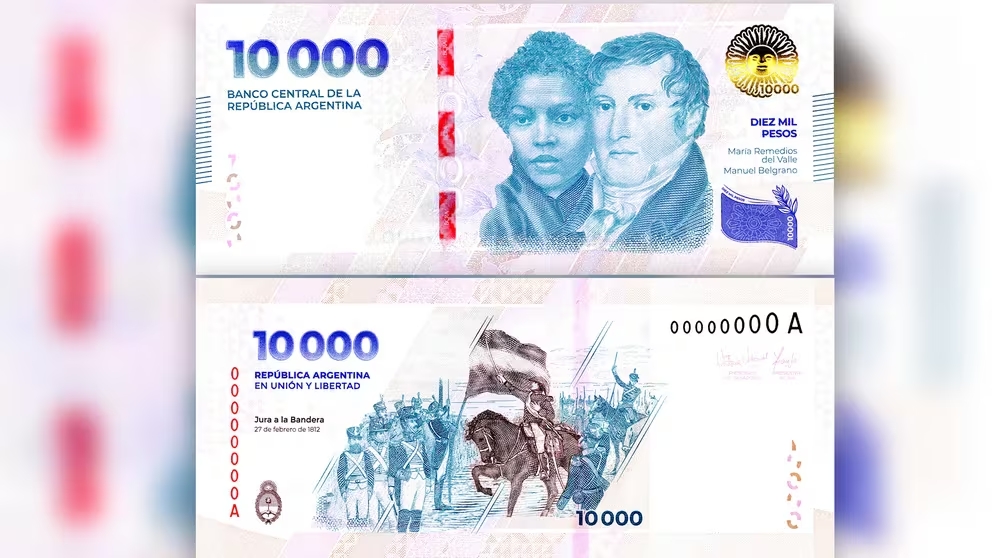 El Banco Central puso en circulación los nuevos billetes de 10.000 pesos