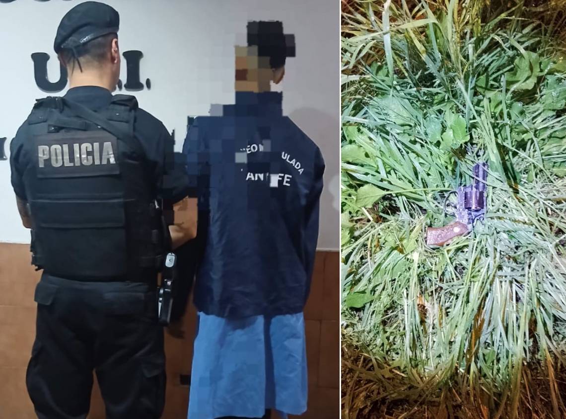 La policía detuvo al sospechoso y secuestró un arma de fuego. 