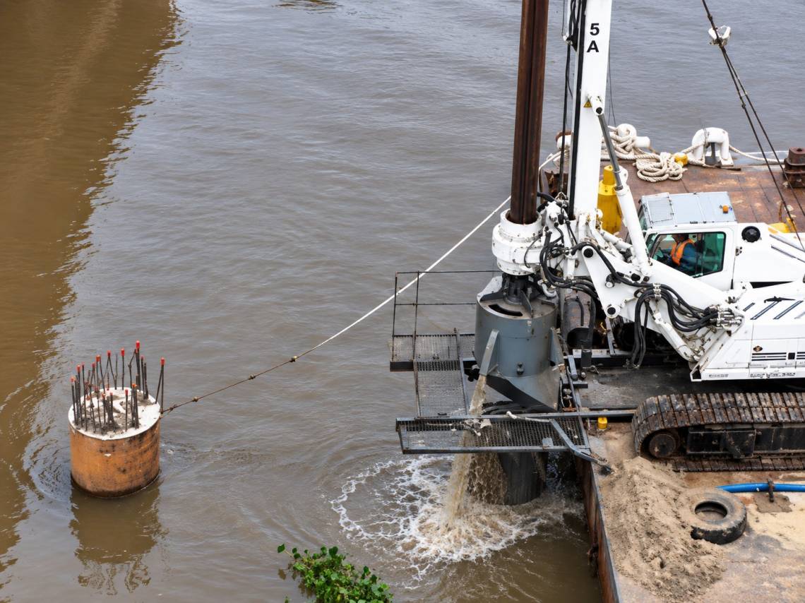 El nuevo puente avanza sobre el río: ya ejecutan los últimos pilotes en el Salado