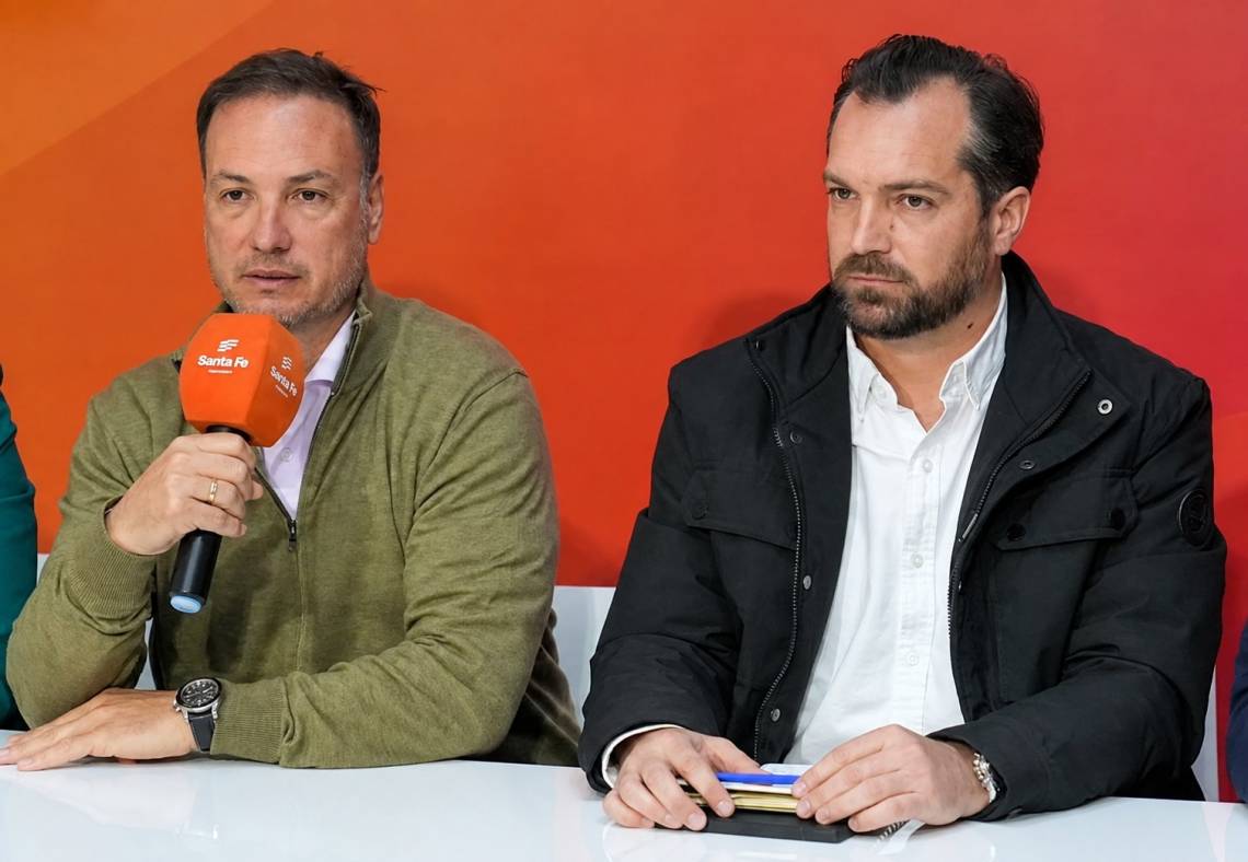 Lisandro Enrico y Miguel Weiss Ackerley, durante el anuncio de la semana pasada. (Crédito: GSF)
